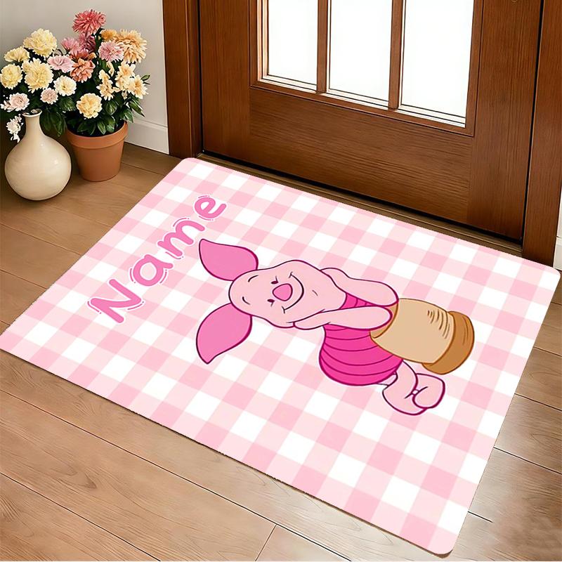 Custom Name Piglet Pink Living Room Non-Slip Area Rug Soft Carpet for Bedroom Kids Playroom Sofa Office Home Decor Doormat