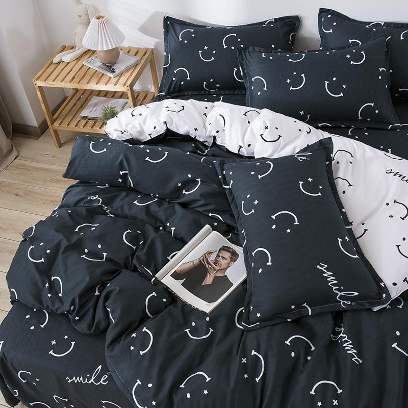Simple Bedding Washed Cotton Four-piece Set Pastoral Bed Sheet Quilt Cover Bedding Three-piece Set