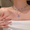 2Pcs Butterfly Pendant Necklace Set Dual Layer Choker Necklace Valentine'S Day All Seasons Daily  Special Occasions Gift For Her