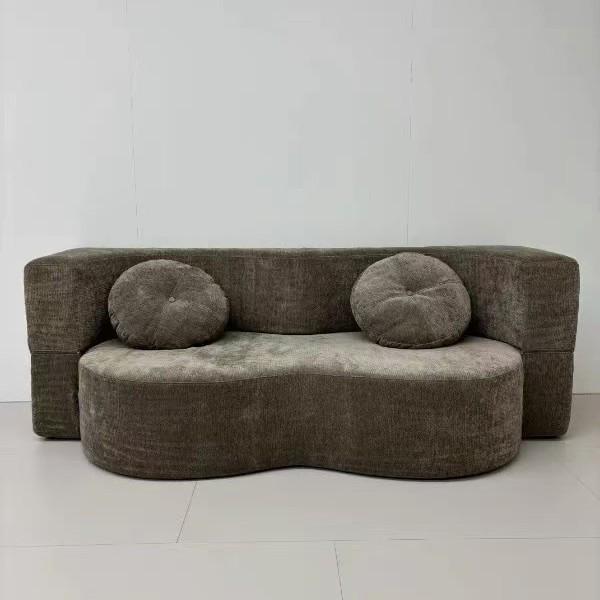 Dual-Purpose Foldable Fabric Sofa Bed for Three