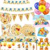 Winnie The Pooh Birthday Party Decoration Plates Napkins Table Cover Balloons Banner Baby Shower Serves 10 Guests Baby Shower