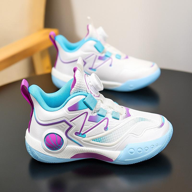 New autumn and winter basketball shoes for boys, featuring a leather upper, designed for elementary school students, and offering durability for