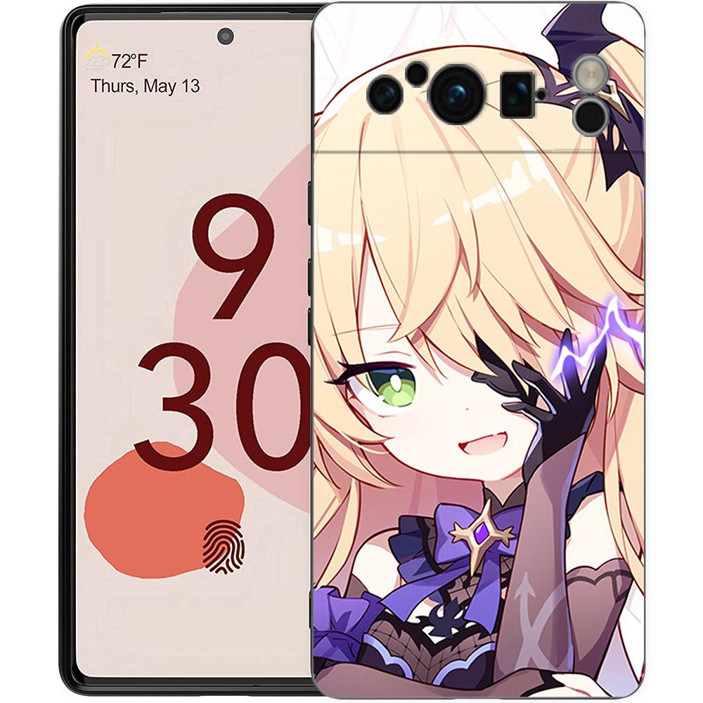 Чехол для телефона Genshin Impact для Google Pixel 8 A 7 6 Pro Мягкий ТПУ корпус для Pixel 6A Силиконовый Ударопрочный Черный чехол