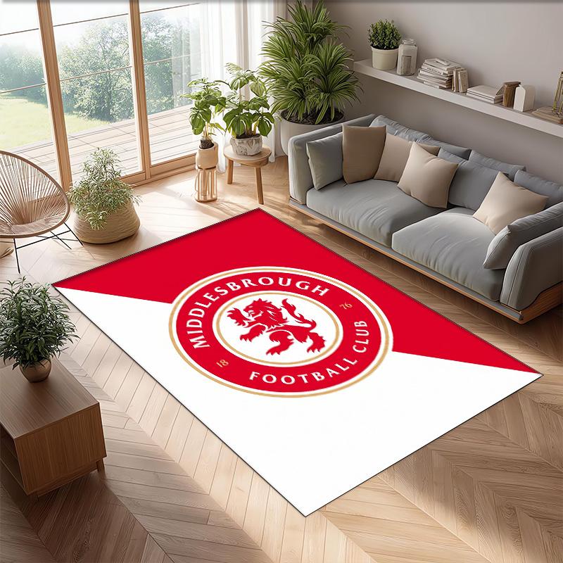 Middlesbrough FC Soccer Football Pattern Soft Area Rug Non Slip Indoor Floor Carpet Sports Decor Mat for Bedroom