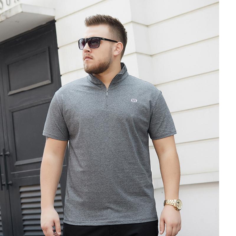 Новая мужская рубашка поло с коротким рукавом плюс размер футболка поло на молнии с коротким рукавом