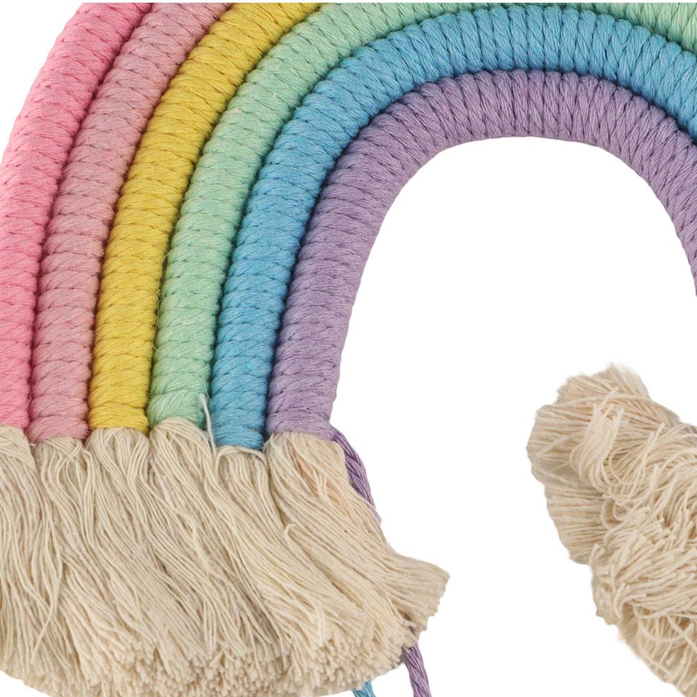 Cotton Rope Wall Ornaments Hand-woven Tassel Tapestry Kawaii Weaving Rainbow Hangings  Nursery