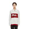 Fila Модный Свободный Трикотажный Топ Поло с Длинным Рукавом, Блок Цвета, Мужские топы Облако-Гриб-Белый F11W349208FWT
