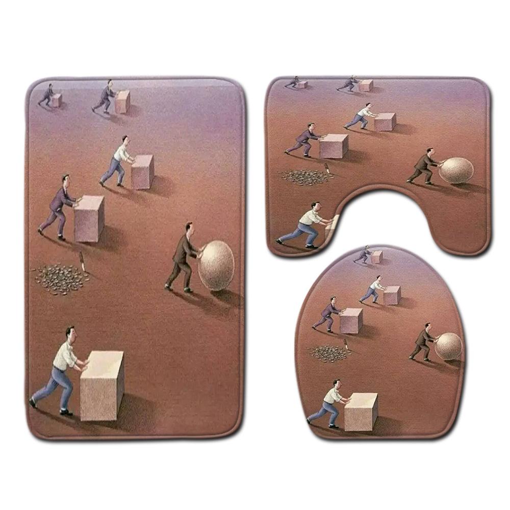 Философский смысл Коврик для пола в ванной Комнатный ковер из трех частей Набор ковриков для туалета Придверный коврик Нескользящий коврик для ванной