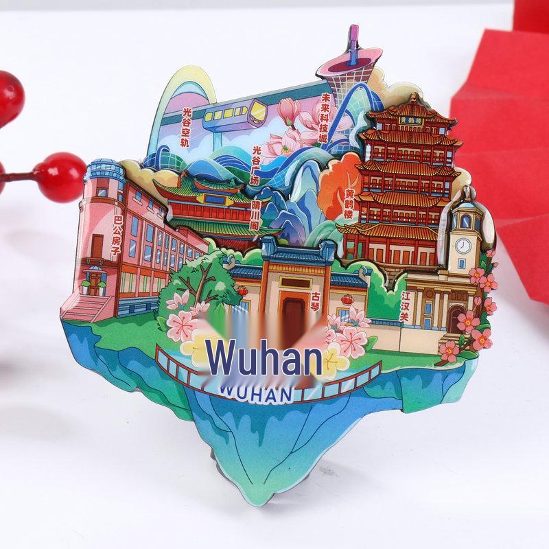 Национальный город Живописный Мультяшный Деревянный Эпоксидный Магнит на Холодильник