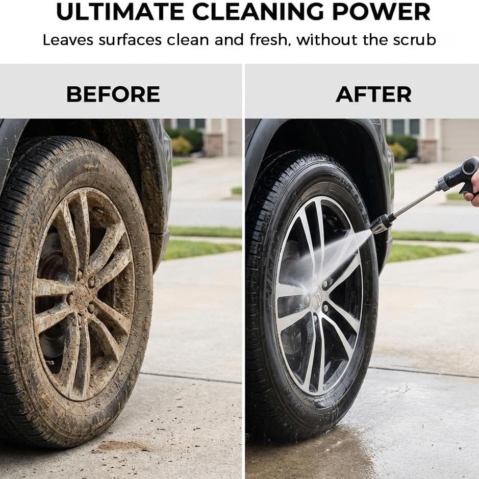 Turn Any Hose into a High Pressure Water Washer Jet, Heavy Duty Garden Hose Nozzle, Multi Function Lawn Garden Watering Sprayer