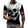 Мужская футболка на Хэллоуин с 3D принтом черепа, футболка с коротким рукавом, повседневная, с круглым вырезом, новая уличная модная рубашка