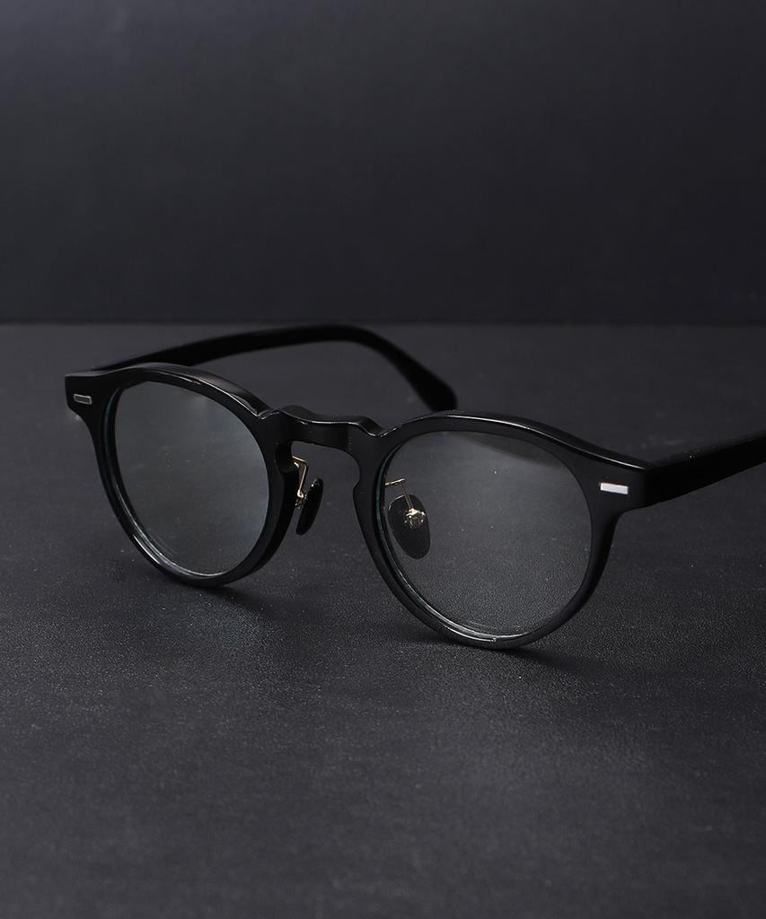 Lingkeonpeuleim Buffalo Horn Round Acetate Eyeglass Frames Black