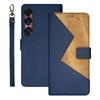 IDEWEI For Sony Xperia 1 VII Case Card Slots Splicing Color Leather Phone Cover with Wrist Strap