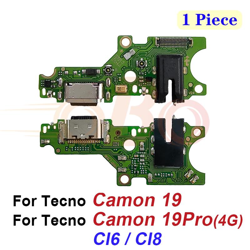 Плата USB-порта для зарядки для Tecno Camon 17 18 19 Pro Premier 18T CG6 CH6 CH9 CI8 Разъем док-станции Зарядное устройство Шлейф Ремонт (1PC)