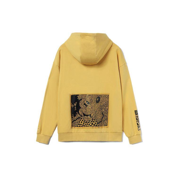 Li Ning X Disney Sports Lifestyle Series Printed Loose Pullover Hoodie Men Hoodies Light-Ochre AWDR445-3