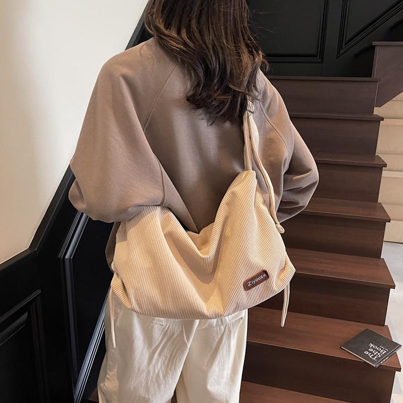 Corduroy Tote Bag Women's Large Capacity Crossbody Bag Shoulder Bag Underarm Bag