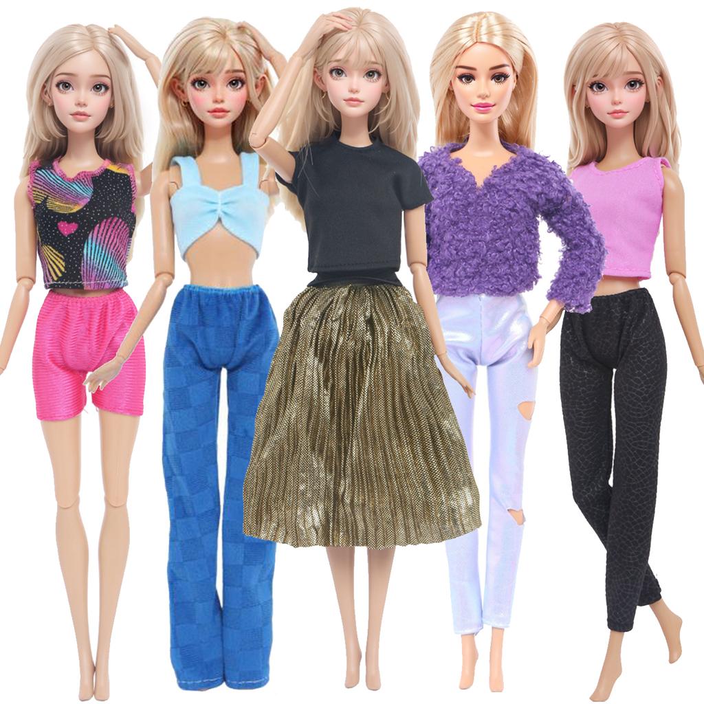 Fashion Mixed Style Outfits Colorful Wedding Party Dress T-shirt Trousers DIY Accessories Clothes for 11.5'' Doll Kids Toy