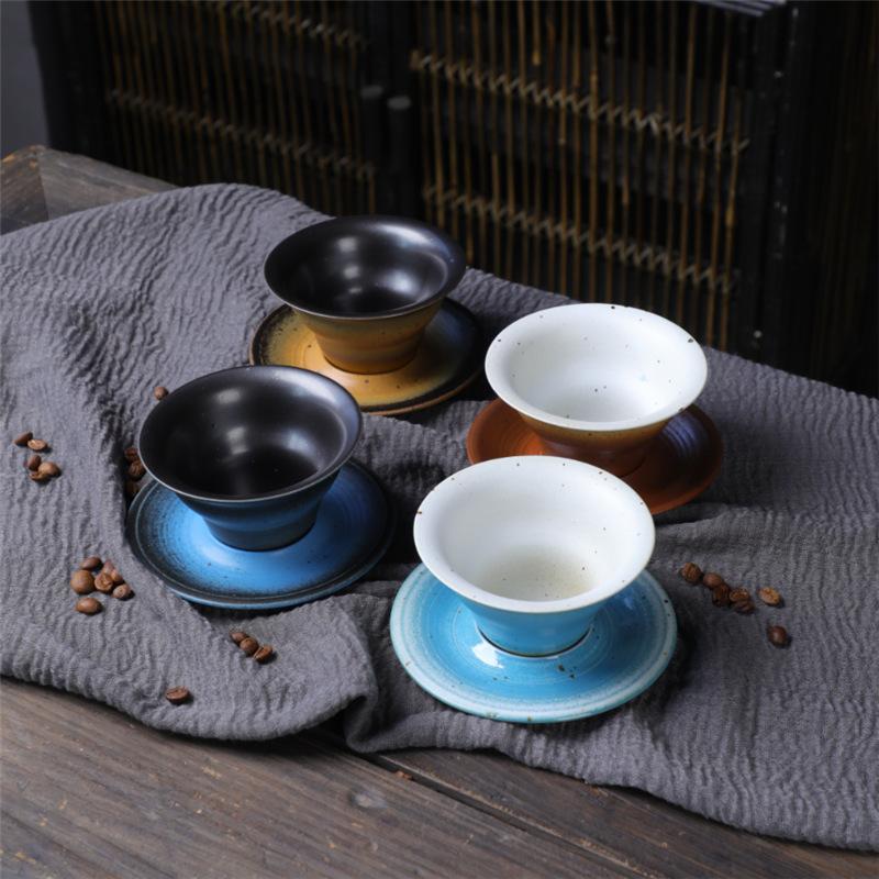 Набор кофейной чашки и блюдца, керамическая чашка Wind, креативная чашка, ретро грубая керамика