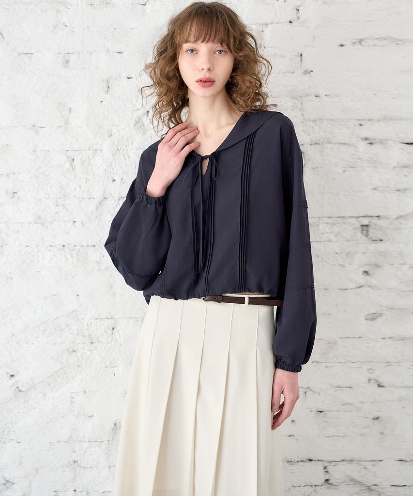 MITTE Sailor Pintuck Blouse_Navy