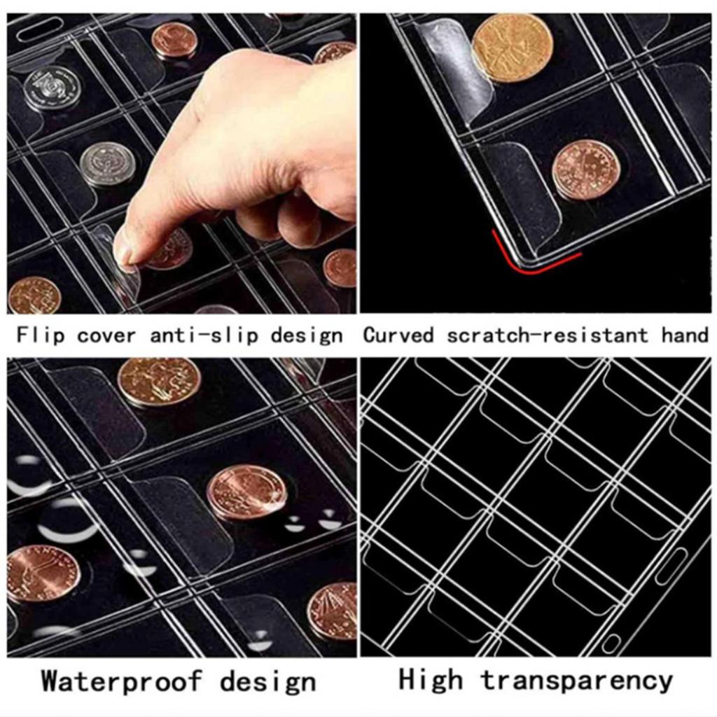 10PCS Sheet Coin Wallets  Holders Storage Collection Pages Clear Coin Collection Booklet Loose Leaf Storage Box