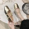 Retro Low-heeled Silver Mary Jane Shoes Autumn 2024 New Square Head Cross Outer Wear Ballet Shoes Women