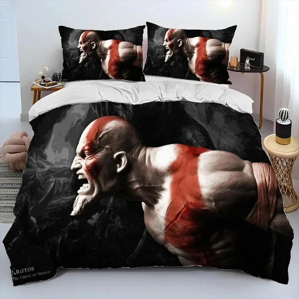 Игровой набор постельного белья God of War Kratos Напечатанный комплект постельного белья с наволочкой пододеяльником Мягкое постельное белье размера Queen King Дом Мальчики Взрослые