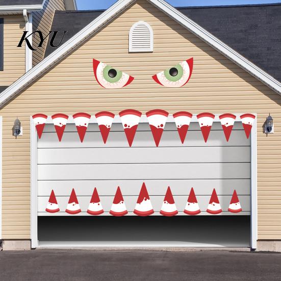 DIY Holiday Wall Splicing Halloween Demon Mouth Decal, Scary Beast Teeth Eyes Garage Door Decorations Sticker for Yard Entryway, Spooky Outdoor