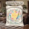 Sunburst Art Theme Throw Blanket Custom Name Text Personalized Blanket Soft Cozy Blanket for Home Sofa Bed