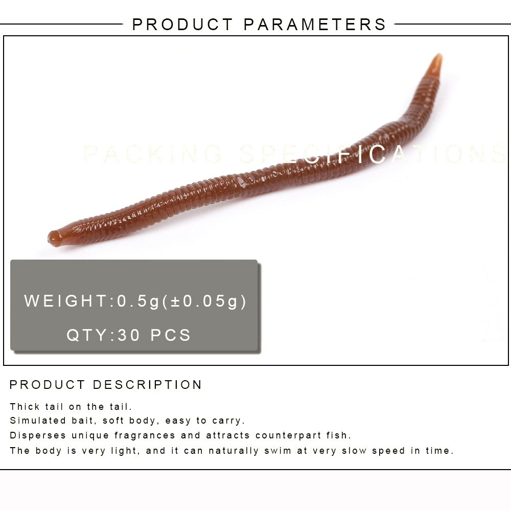 30pcs/lot Soft Bass Tackle Fishing Lure EarthWorm bloodworm Worm Red Baits