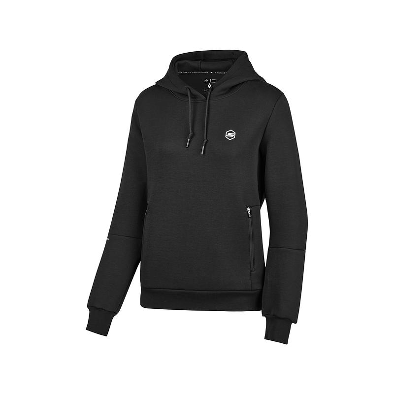 Skechers Спортивная толстовка Comfort Sports Goknit однотонная повседневная с длинным рукавом для женщин, цвет Угольно-черный P424W011-0018