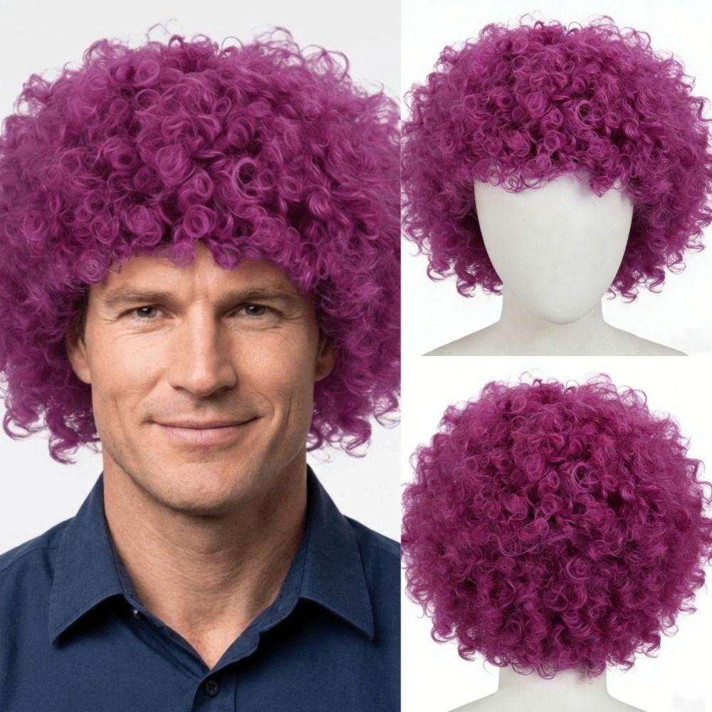 Heat Resistant Clown Curly Cosplay Wig Synthetic Football Fan Wearing Wigs Carnival