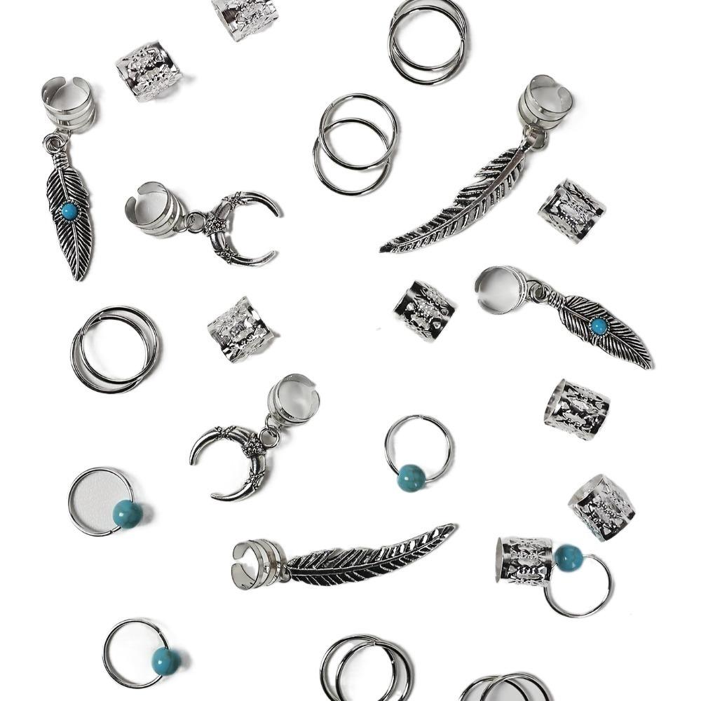 31pcs Dread Locks Hollow Out Hair Ring Hair Braiding Hair Braid Tubes Dreadlocks Beads Decor