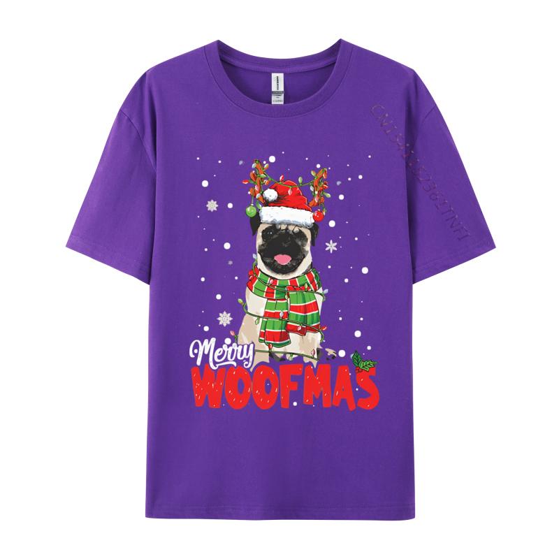 Aesthetic Merry Woofmas Pug Dog Santa Dog Lights Tshirt Unisex T Shirts Graphic Tshirts For Unisex Plus Size Tops Streetwear Unisex