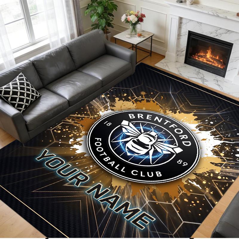 Crystal Velvet Rug Custom Name Text, Soft Non Slip Floor Mat Home DecorBrentford Football