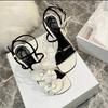 Flower Design Sandals Women's High Heeled Sandals Summer Square Head Open Toe Sandals for Women Ankle Strap Slingback Sandalias