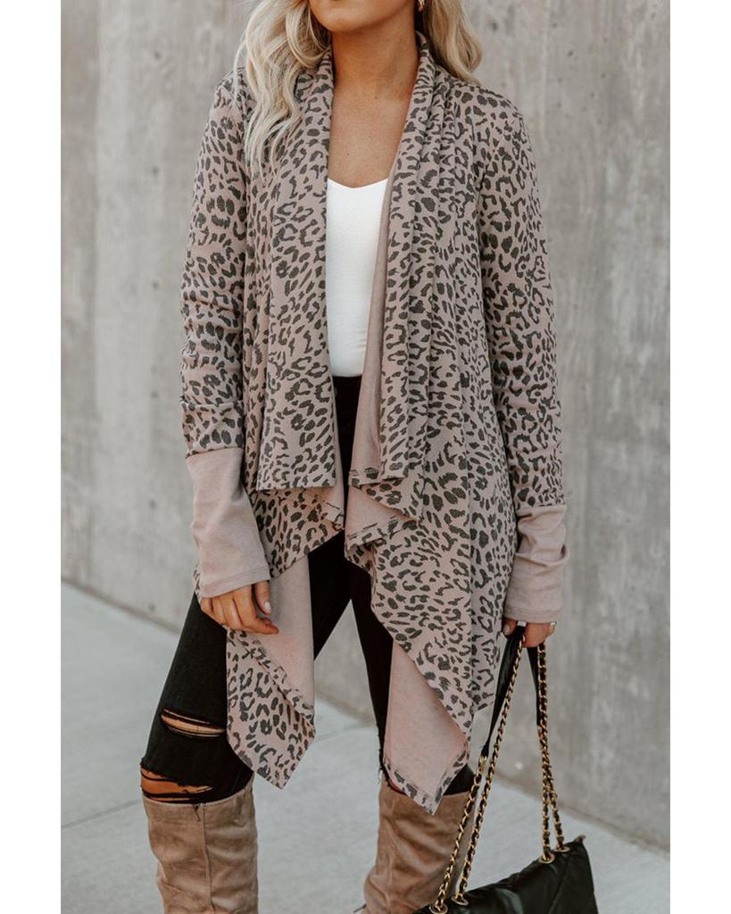 Azura Exchange Кардиган с открытым передом и леопардовым принтом