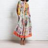 Women's Lantern Sleeve Printed Lapel Waist Long Sleeves Spring Dress for Women