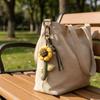 Plush Flower Keychain Carabiner Clip Key Pendant Nature Inspired Botanical Keyring  Gift for Women