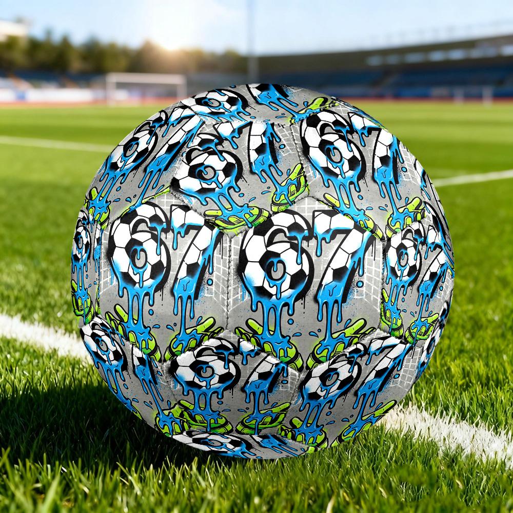 1pc Soccer Street Art Size 5 Soccer Ball Professional Match Training Football Indoor &Outdoor Sports Ball Lightweight Durable c6564