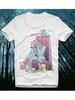 Skeleton Cat Men's Casual T-shirt Cute and Funny "Meow!" Printed Skull and Cat Design Round Neck Four Seasons Universal