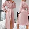 Summer Satin Nightdress Sexy Women's Long-sleeved Robe Nightgown