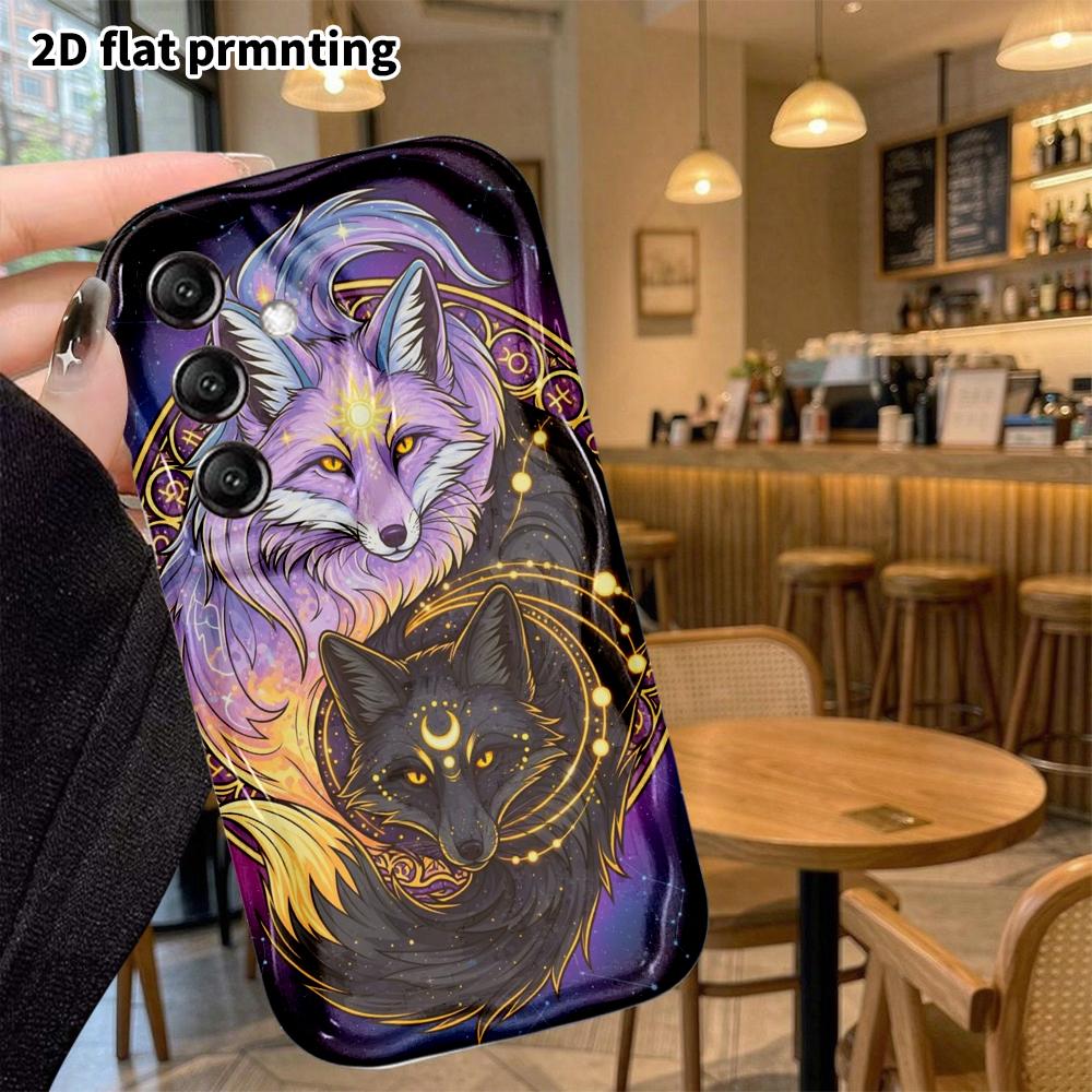 Чехол для телефона: 2D Плоский Защитный Чехол для Samsung Galaxy A34 A35 M05 M06 S20 S22 S21 FE Plus 5G, Солнце, Луна и Лиса-Двойная Звезда, Рождественский и Хэллоуинский Подарок