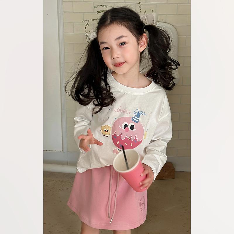 Детская модная футболка с длинными рукавами весна-лето для девочек с рисунком из мультфильма повседневная базовая рубашка топ