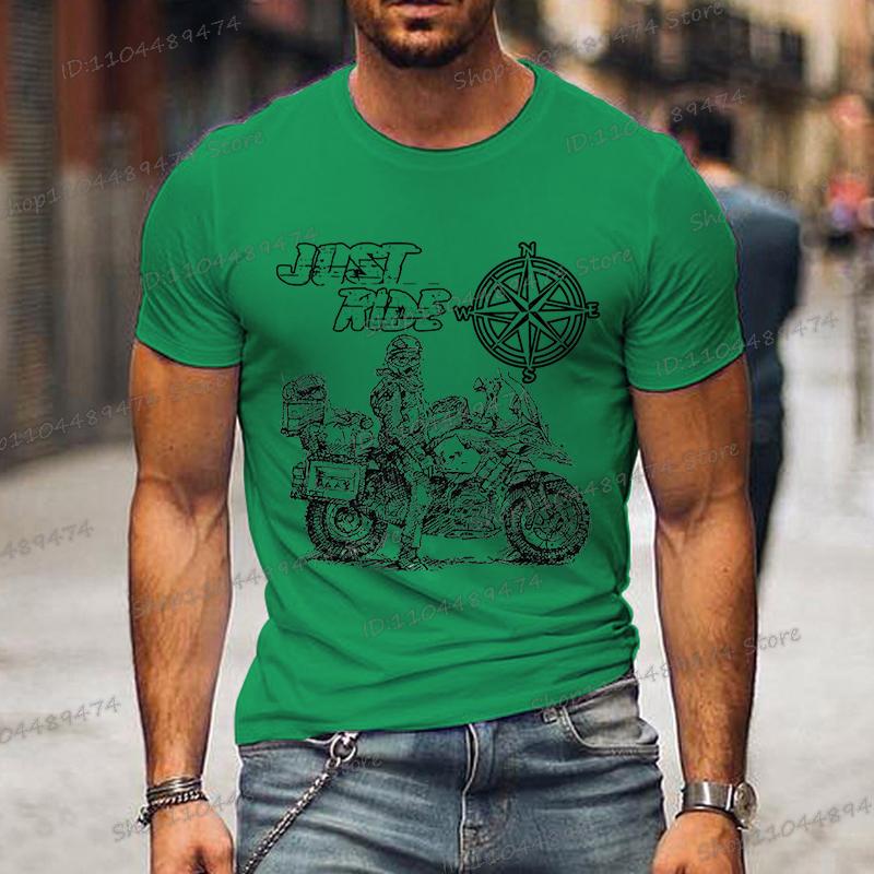Просто катайся на мотоцикле GS Adventure с принтом компаса, мужская модная летняя футболка, уличный стиль, мотоциклетные мужские футболки