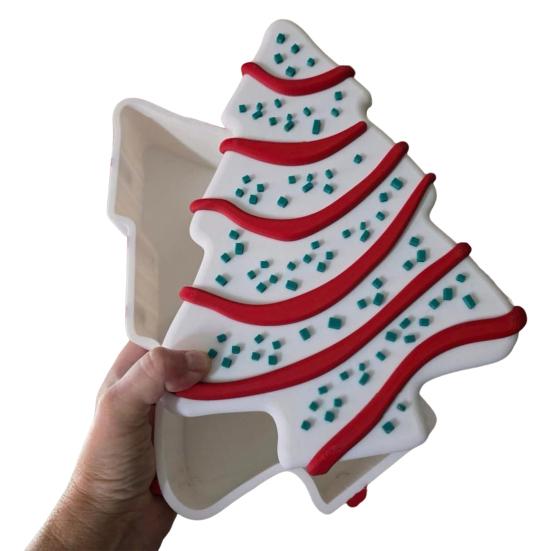 Christmas Tree Box Tree Shape Cake Storage Box Resin Food Storage Container Candy Snack Organizer Bins with Lid for Desktop Decor