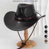 Western Unisex PU Leather Cowboy Hat with Metal Diamond Band - Ideal Birthday Gift.
