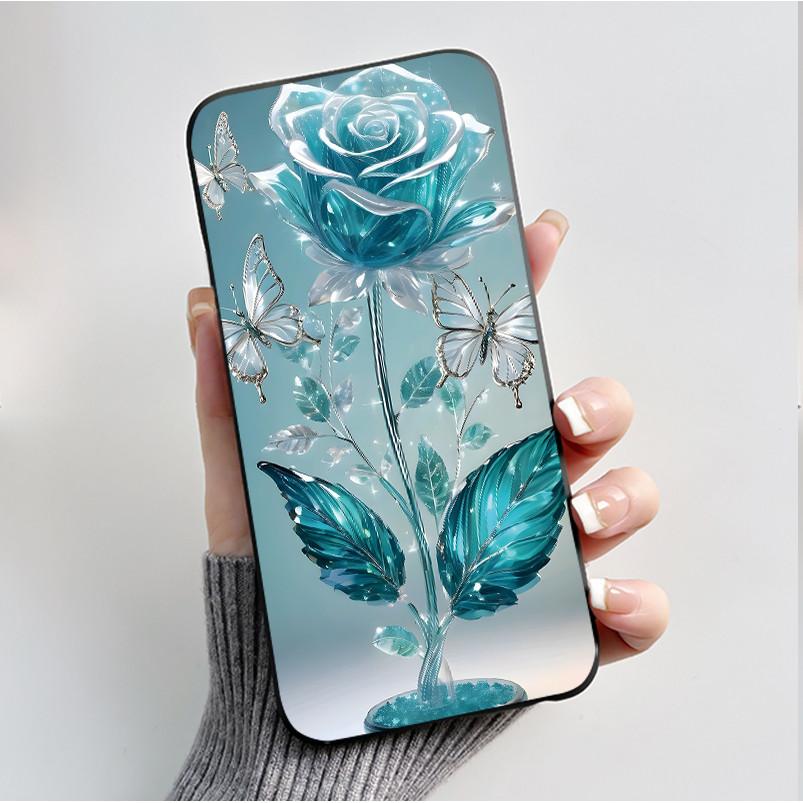 Для Nokia 106 2G 2023 / Nokia 106 4G 2023 Чехол Роскошный Модный Черный Гелевый Мягкий ТПУ Силиконовый Чехол с Рисунком Бабочки и Цветы