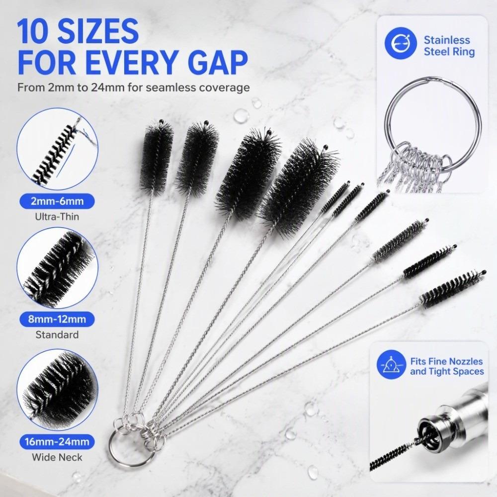 Nylon Brush Cleaning Brush Set Stainless Steel Handle Straw Cleaning Brush For Household Cleaning
