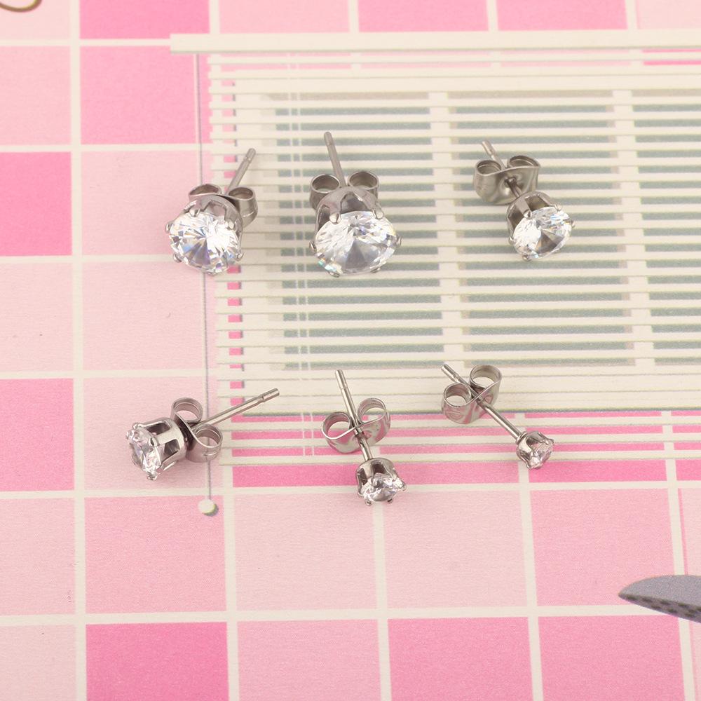 Лидер продаж, ювелирные изделия для тела, круглые серьги-гвоздики из нержавеющей стали с кристаллами, серебряные/черные модные серьги 3/4/5/6/7/8 мм для женщин и мужчин, подарок