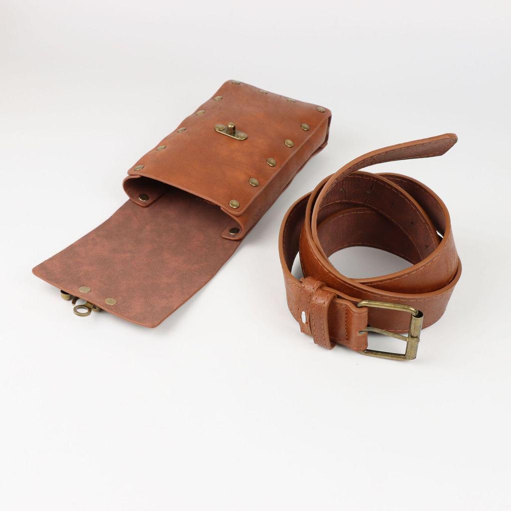 Steampunk Leather Phone Bag - Medieval Belt Accessory for Renaissance Cosplay